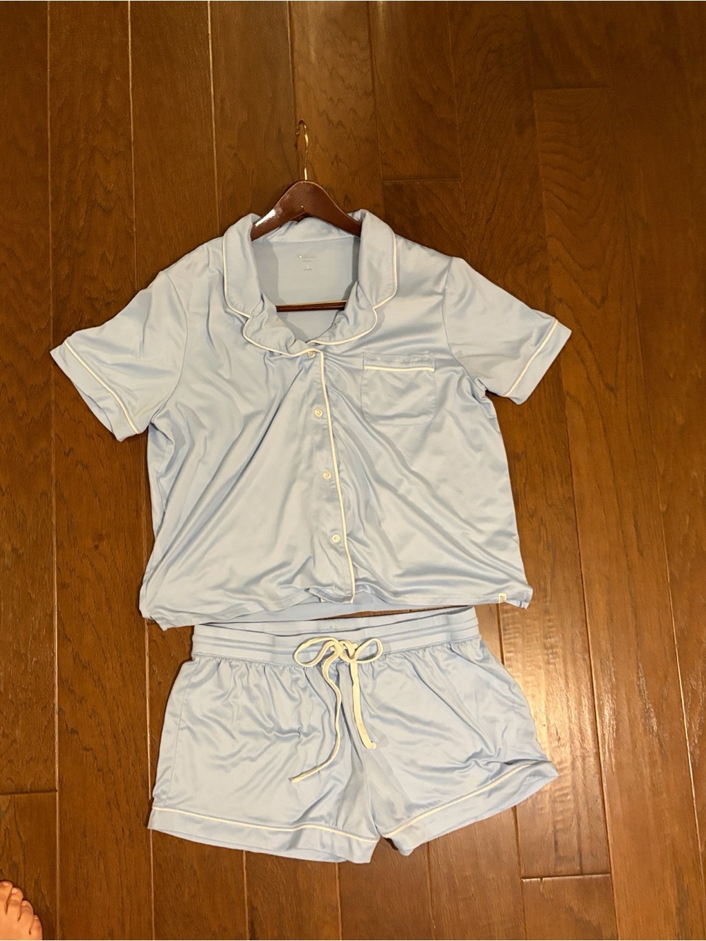 Gap Light Blue Short Sleeve PJ Set with White Piping, Large - Picture 1 of 16